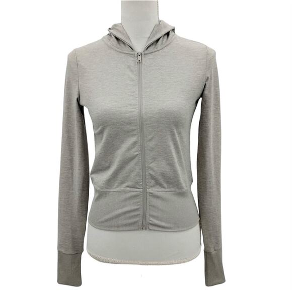 WeWoreWhat Fitted Full Zip Up Hoodie Sweatshirt Heather Gray Pockets Size Small - Picture 1 of 4